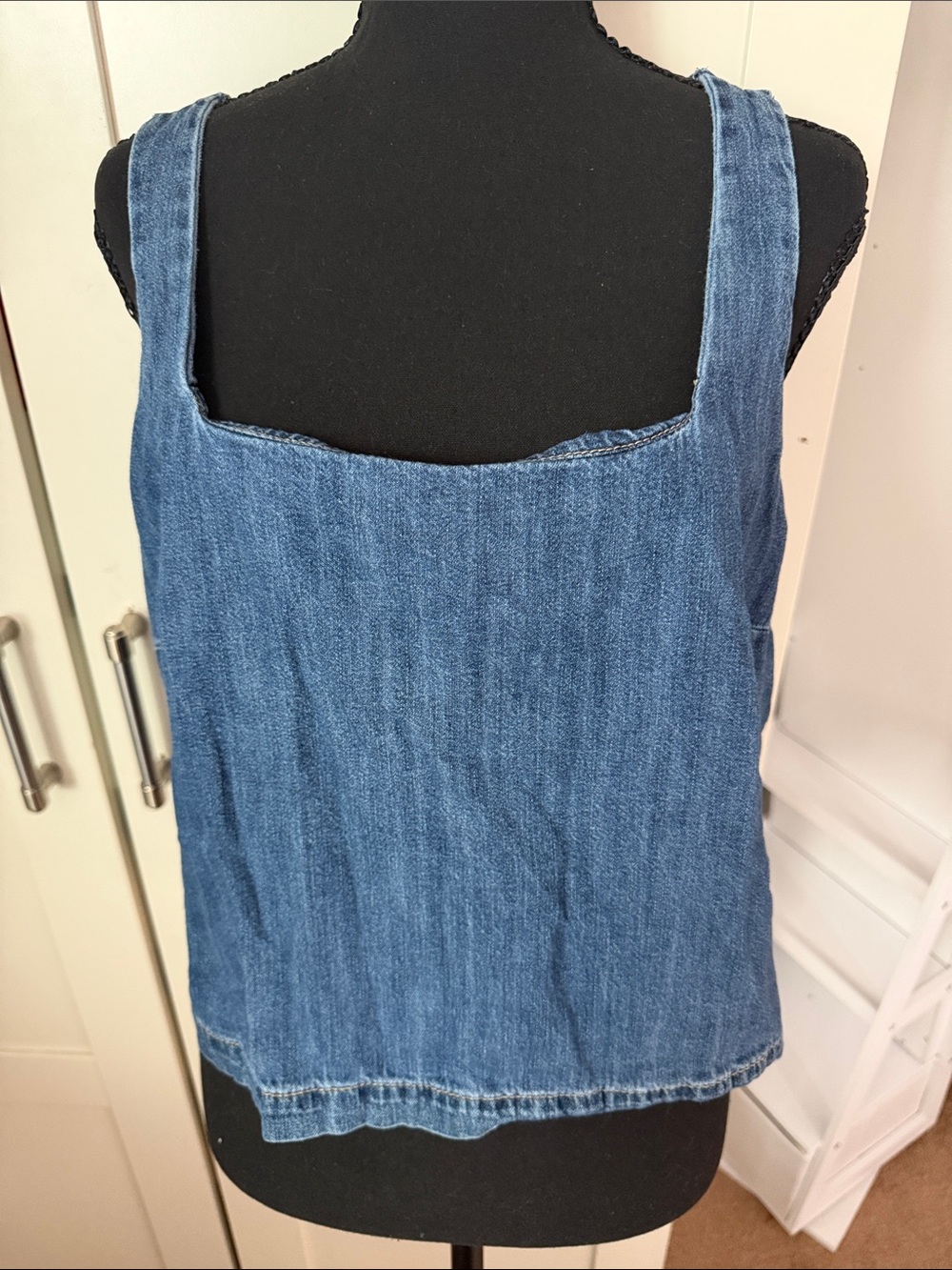 Denim Square-Neck Tank Top - Blue